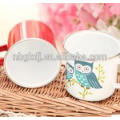 Enamel mug with night owl decals